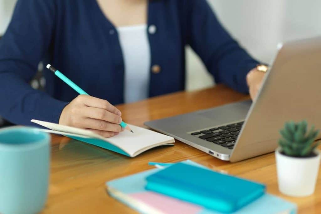 Woman working from home as an online juror