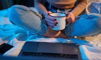 Woman working her work from home jobs with flexible hours at night